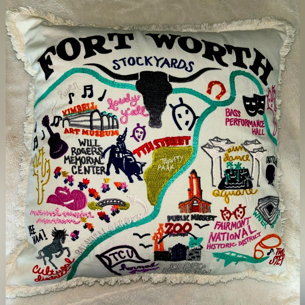 Cool Fort Worth Throw Pillow! Like New!